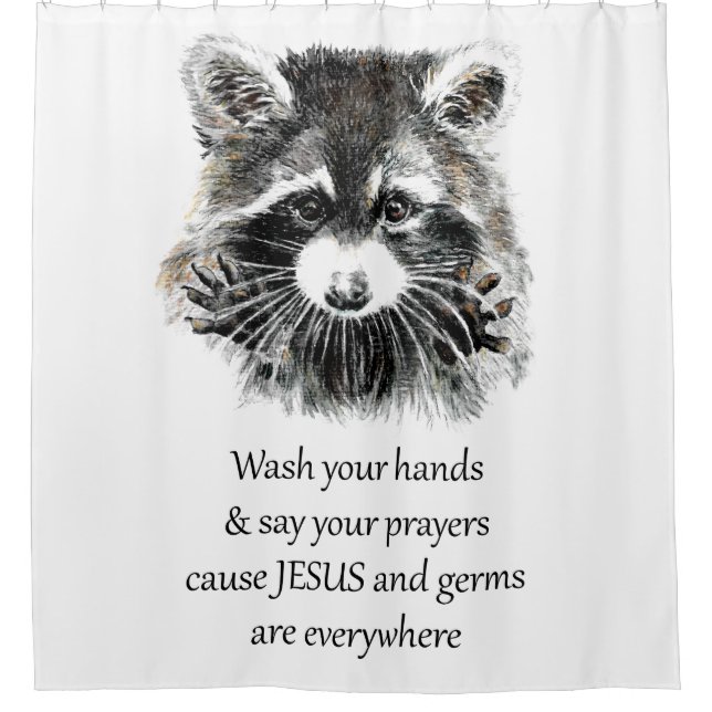 Rideaux De Douche Christian Washroom Lavez vos mains Raccoon Animal (Devant)