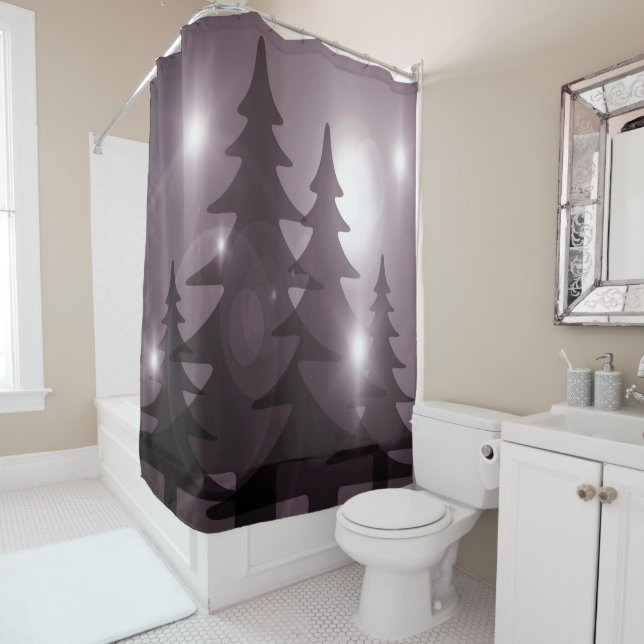 Rideaux De Douche Christmas Party Pink Trees Holiday Winter Elegant (En situation)