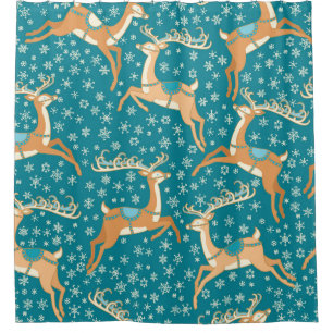 Rideaux De Douche Christmas Reindeer : Vintage Motif sans couture.