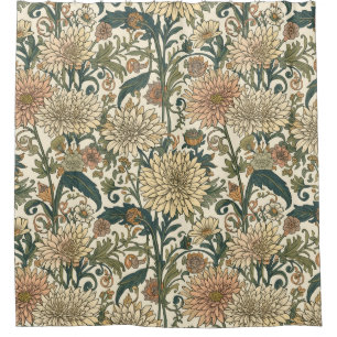 Rideaux De Douche  Chrysanthèmes de William Morris Art Nouveau flora