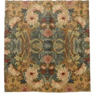 Rideaux De Douche  Chrysanthèmes de William Morris Art Nouveau flora