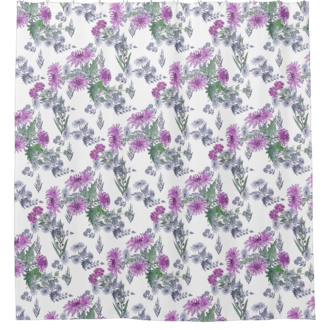 Rideaux De Douche Chrysanthèmes lilas (Devant)