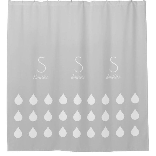 Rideaux De Douche chute blanche avec nom de famille et initiale (Devant)