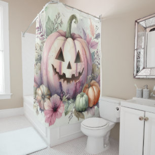 Rideaux De Douche Chute Halloween peinture citrouille aquarelle