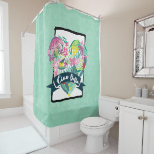 Rideaux De Douche Ciao Bella Cute Coeur Floral avec Fleurs Tropicale