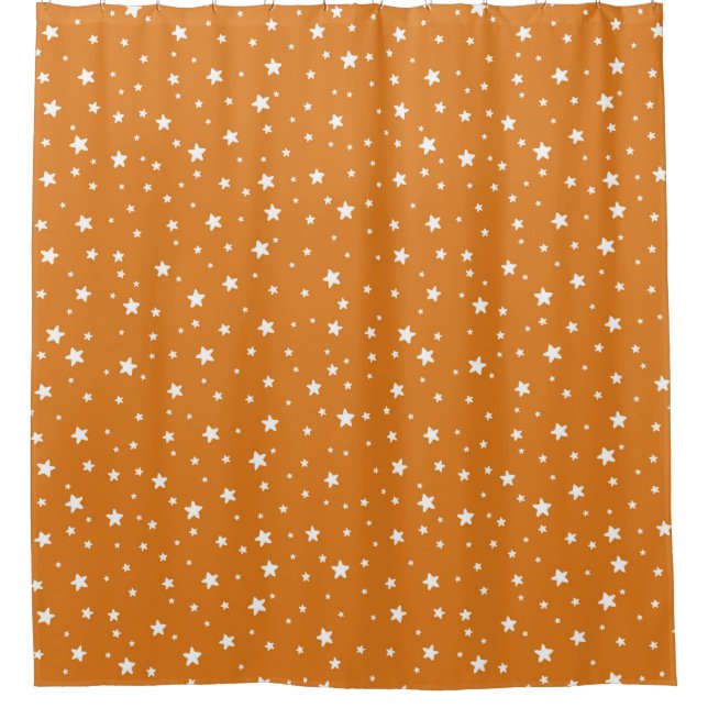 Rideaux De Douche Ciel céleste des étoiles orange et blanche (Devant)