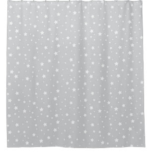 Rideaux De Douche Ciel céleste gris et étoiles blanches