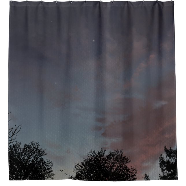 Rideaux De Douche Ciel ensoleillé d'hiver avec étoile (Devant)
