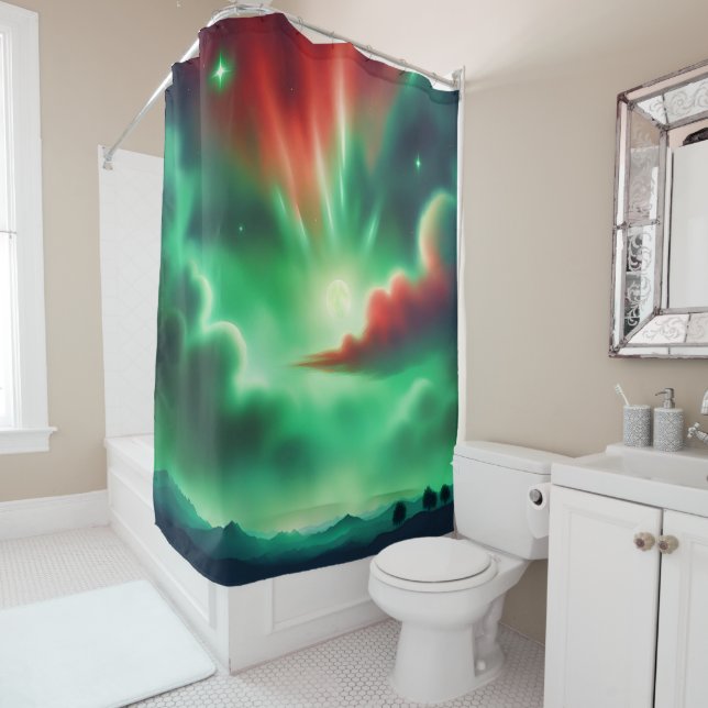 Rideaux De Douche ciel vert (En situation)