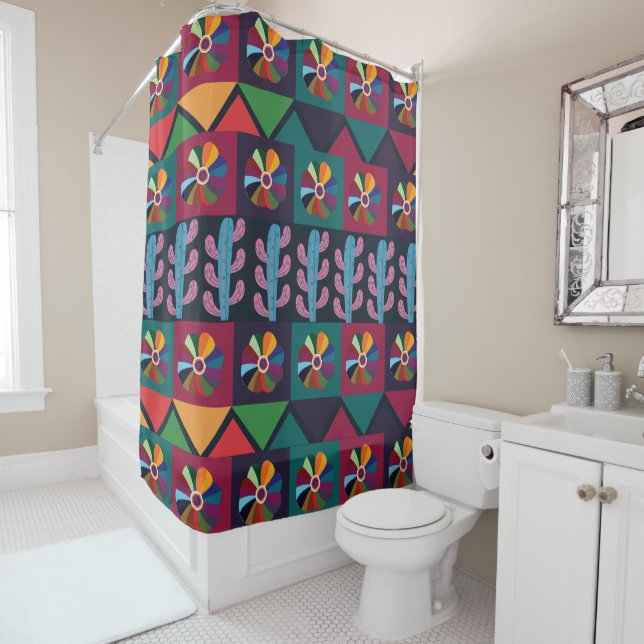 Rideaux De Douche Cinco De Mayo Motif mexicain d'art (En situation)