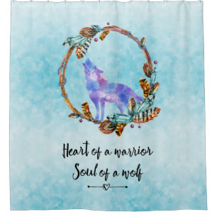 Rideaux De Douche Citation de typographie à l'aquarelle Wolf Boho St