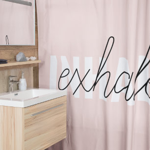 Rideaux De Douche Citation moderne Pastel Pink Inhale Exhale