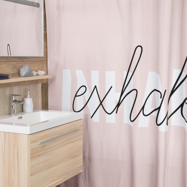 Rideaux De Douche Citation moderne Pastel Pink Inhale Exhale (Créateur téléchargé)