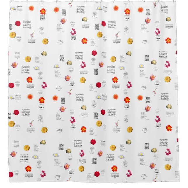 Rideaux De Douche Citations quotidiennes Rouge Jaune Rose Orange Fle (Devant)