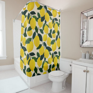 Rideaux De Douche Citron Vert & Jaune Motif Fruits Citriques