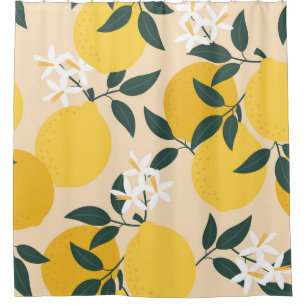 Rideaux De Douche Citron vintage : Texture de Fruit sans soudure.