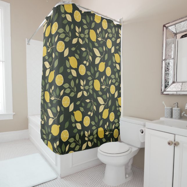 Rideaux De Douche Citrons et Feuilles (En situation)