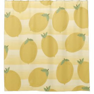 Rideaux De Douche Citrons jaunes Été Fruit Aquarelle Amusant Clair