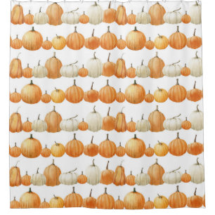 Rideaux De Douche Citrouille d'automne : Motif d'illustration aquare