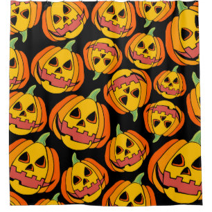 Rideaux De Douche Citrouille d'Halloween : Symbole Vintage d'automne