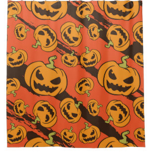 Rideaux De Douche Citrouille Halloween : Éffrayant Motif sans coutur