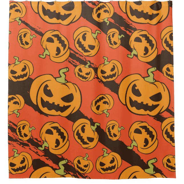 Rideaux De Douche Citrouille Halloween : Éffrayant Motif sans coutur (Devant)