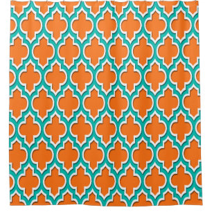Rideaux De Douche Citrouille Orange Turquoise Blanc XL Marocain #4DS