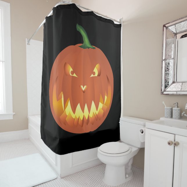 Rideaux De Douche Citrouille pour Halloween... (En situation)