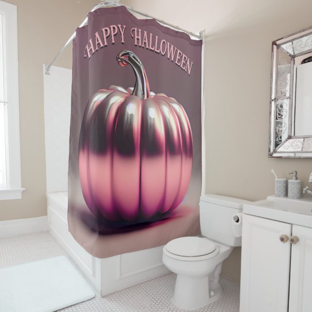 Rideaux De Douche Citrouille rose brillant (En situation)