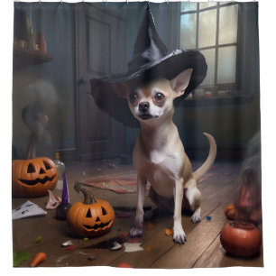 Rideaux De Douche Citrouilles de Chihuahua Halloween Épouvantable