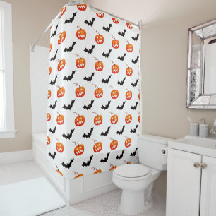 Rideaux De Douche Citrouilles et chauves-souris d'Halloween, Trou ou