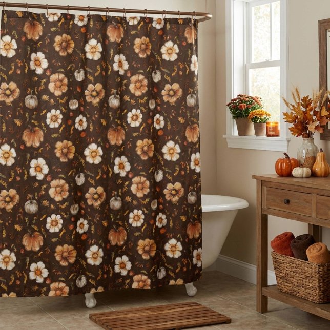 Rideaux De Douche Citrouilles et fleurs d'automne  (Créateur téléchargé)