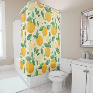 Rideaux De Douche Citrus citron jaune motif de fruits tropicaux