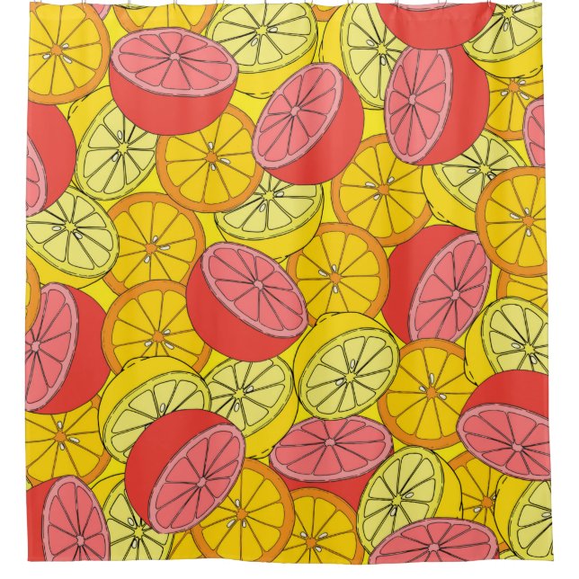 Rideaux De Douche Citrus seamless pattern many oranges, lemons, grap (Devant)