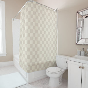 Rideaux De Douche Clair Brown et blanc cassé