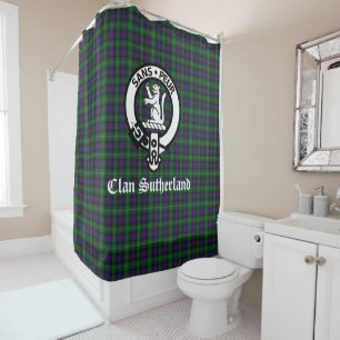 Rideaux De Douche Clan Sutherland Crest Badge et Tartan