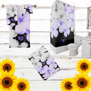 RIDEAUX DE DOUCHE CLASSE MODERNE MONOGRAMME FLORALE