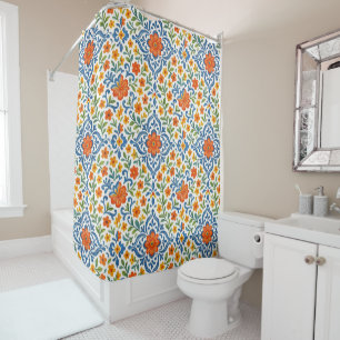 Rideaux De Douche Classic Ethnic Méditerranéen Floral Art Motif