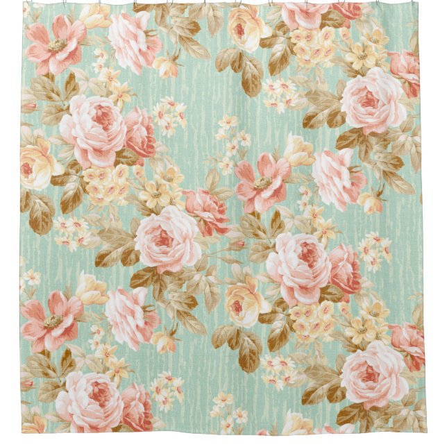 Rideaux De Douche Classic Popular Flower Seamless pattern background (Devant)