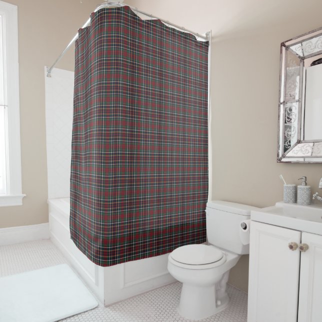 Rideaux De Douche Classic Red Dark Blue Green Plaid Pattern (En situation)