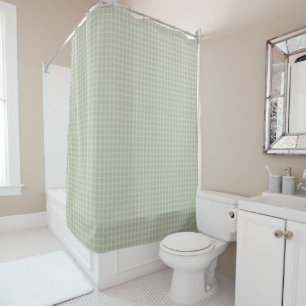 Rideaux De Douche Classic Sage Green En vichy Ferme Cottagecore