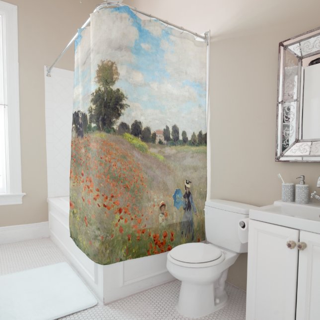 Rideaux De Douche Claude Monet - Champ de coquelicots (En situation)