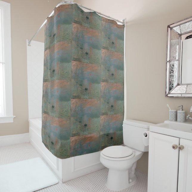 Rideaux De Douche Claude Monet Impression Sunrise Classic Peinture (En situation)