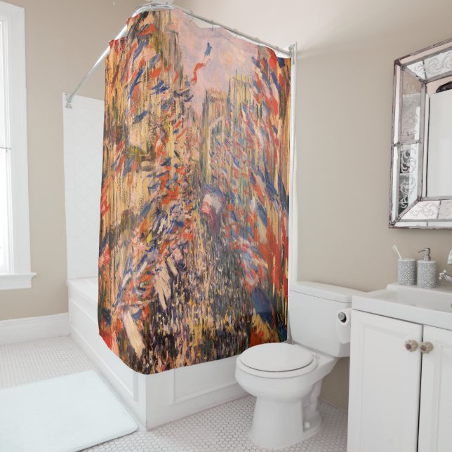 Rideaux De Douche Claude Monet - La Montorgueil rue à Paris (En situation)