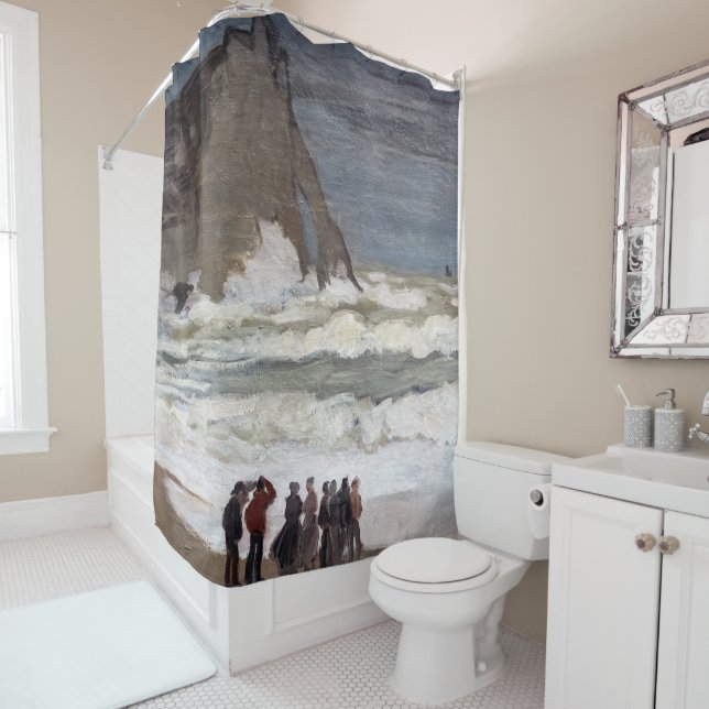 Rideaux De Douche Claude Monet - Mer Noire à Etretat (En situation)
