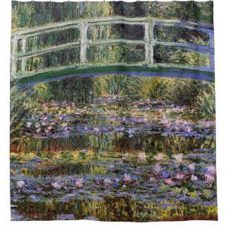 Rideaux De Douche Claude Monet, nénuphars, pont japonais, jardin,