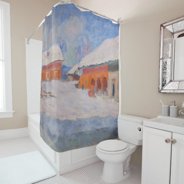 Rideaux De Douche Claude Monet - Norvège, Maisons rouges à Bjornegaa (En situation)