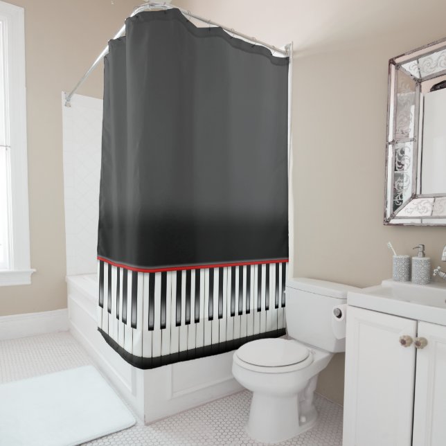 Rideaux De Douche Clavier de piano (En situation)