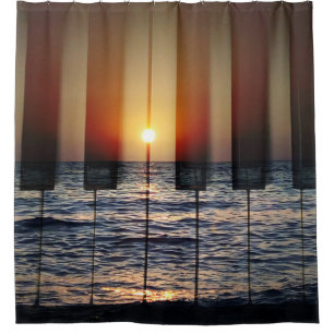 Rideaux De Douche Clavier de piano Sunset : Greek Island Romance