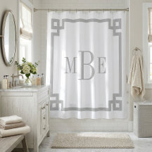 Clé grecque gris clair et blanc | Monogrammé